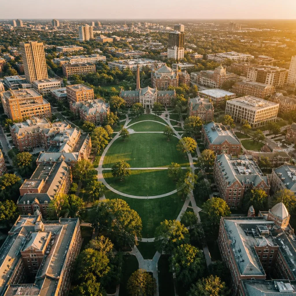 Aerial view of Ohio State University campus